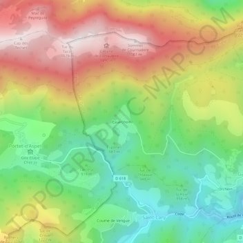 Carte topographique Escarchein, altitude, relief