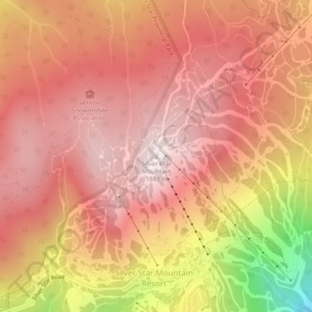 Carte topographique Silver Star Mountain, altitude, relief