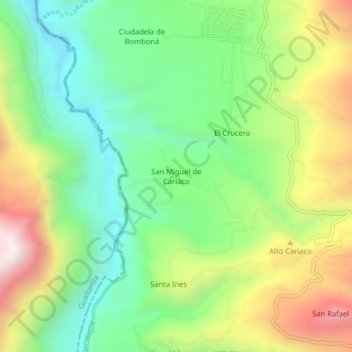 Carte topographique San Miguel de Cariaco, altitude, relief