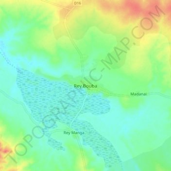 Carte topographique Rey Bouba, altitude, relief