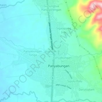 Carte topographique Kayu Jati, altitude, relief