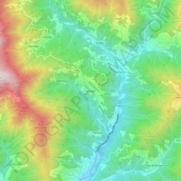 Carte topographique Levaggi, altitude, relief