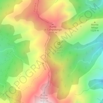 Carte topographique Source d'Acques Suprane, altitude, relief