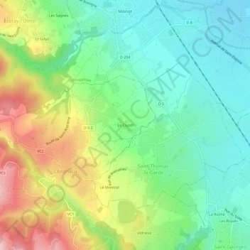 Carte topographique Le Cluzel, altitude, relief