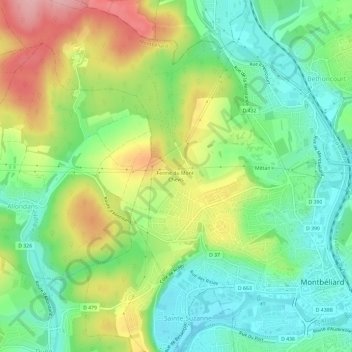 Carte topographique Ferme du Mont-Chevis, altitude, relief