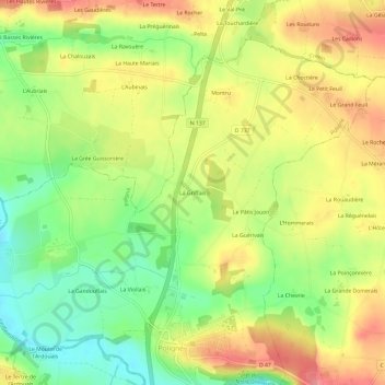 Carte topographique La Griffais, altitude, relief