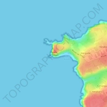 Carte topographique Pointe de Dinan, altitude, relief