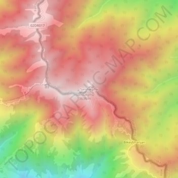 Carte topographique Sandakphu, altitude, relief