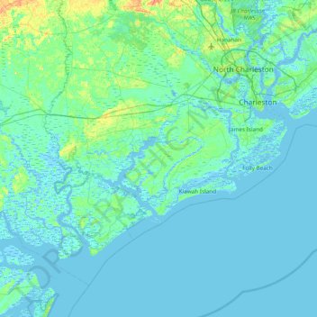 Carte topographique Wadmalaw Island, altitude, relief