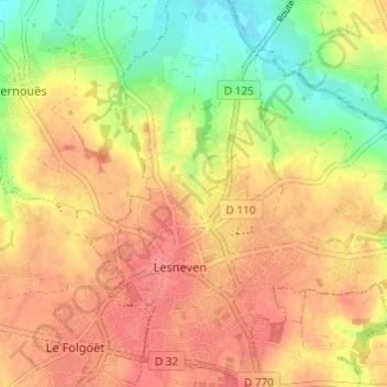 Carte topographique Cleusmeur, altitude, relief