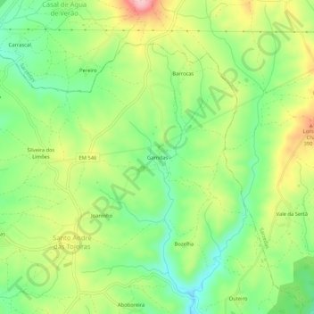 Carte topographique Garridas, altitude, relief