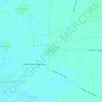 Carte topographique Pandori, altitude, relief