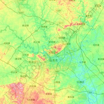 Carte topographique Da'an, altitude, relief