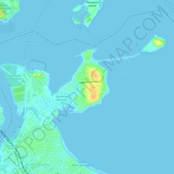 Carte topographique Squantum, altitude, relief