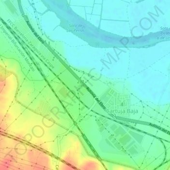 Carte topographique La Cartuja, altitude, relief