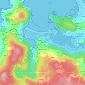 Carte topographique Cotelo, altitude, relief