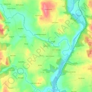 Carte topographique Kernizan, altitude, relief