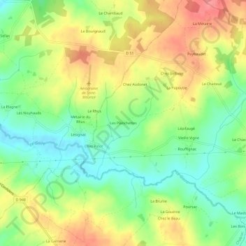 Carte topographique Les Planchettes, altitude, relief
