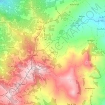 Carte topographique Tassara, altitude, relief