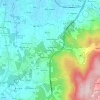 Carte topographique Constenla, altitude, relief