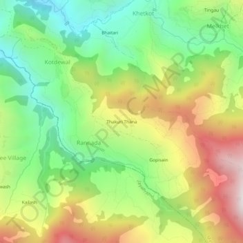 Carte topographique Thakuri Thana, altitude, relief
