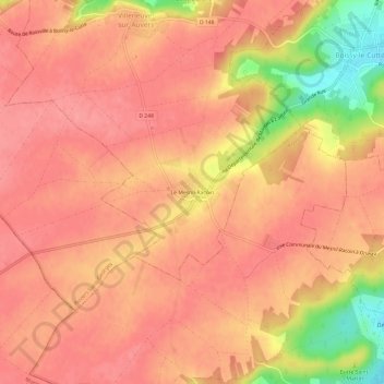 Carte topographique Le Mesnil-Racoin, altitude, relief