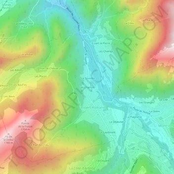 Carte topographique Les Champs, altitude, relief