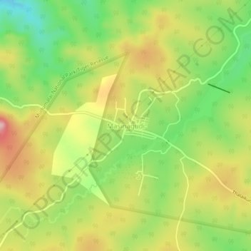 Carte topographique Masinagudi, altitude, relief