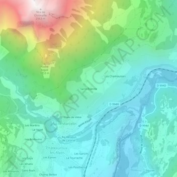 Carte topographique Saint-Étienne, altitude, relief