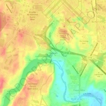 Carte topographique Rainbow, altitude, relief