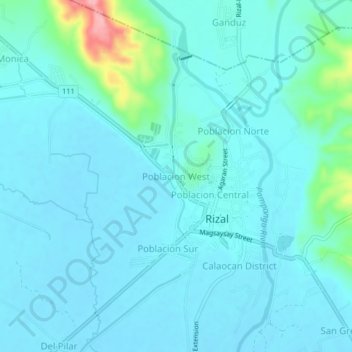 Carte topographique Poblacion West, altitude, relief