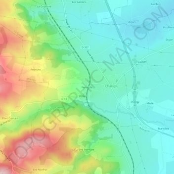 Carte topographique Fenouille, altitude, relief