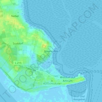 Carte topographique Steenodde, altitude, relief
