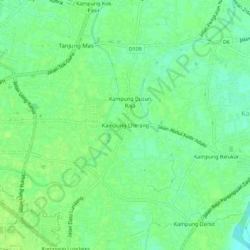 Carte topographique Kampung Cherang, altitude, relief