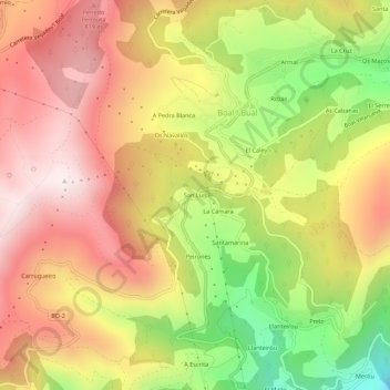 Carte topographique San Luís, altitude, relief