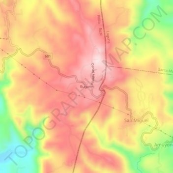 Carte topographique Bugarin, altitude, relief