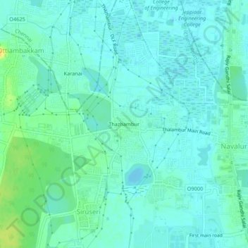 Carte topographique Thazhambur, altitude, relief