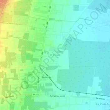 Carte topographique El Topón, altitude, relief