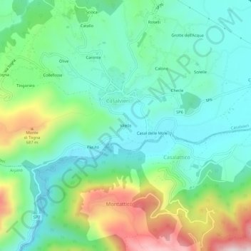 Carte topographique Vitello, altitude, relief