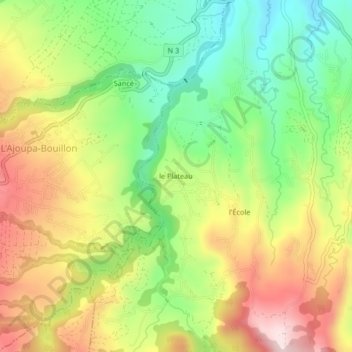 Carte topographique le Plateau, altitude, relief