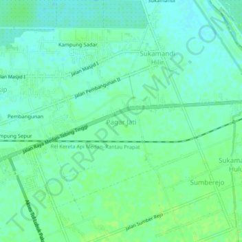 Carte topographique Pagar Jati, altitude, relief