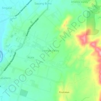 Carte topographique Imelda Valley, altitude, relief