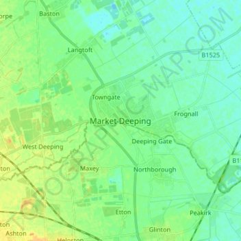 Carte topographique Market Deeping, altitude, relief