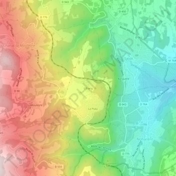 Carte topographique L'Étang, altitude, relief