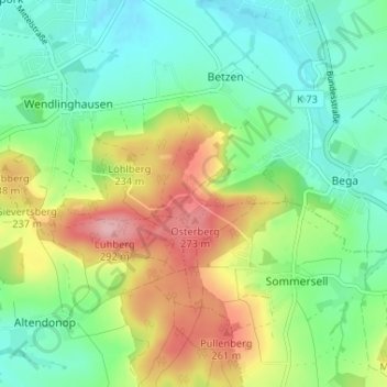 Carte topographique Blomenstein, altitude, relief