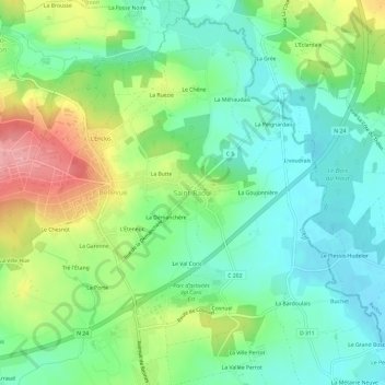 Carte topographique Saint-Raoul, altitude, relief
