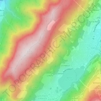 Carte topographique Bajin, altitude, relief