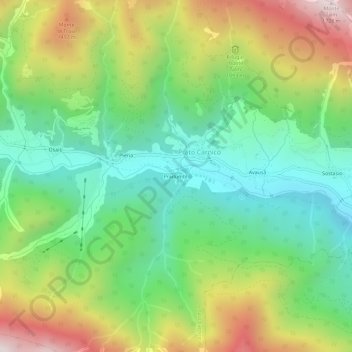Carte topographique Pradumbli, altitude, relief