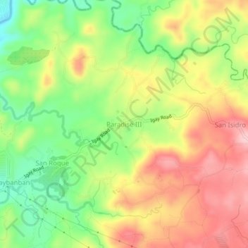 Carte topographique Paradise III, altitude, relief