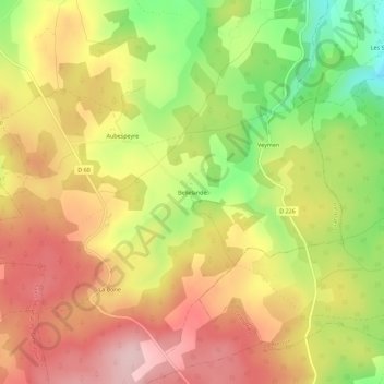 Carte topographique Bellelande, altitude, relief